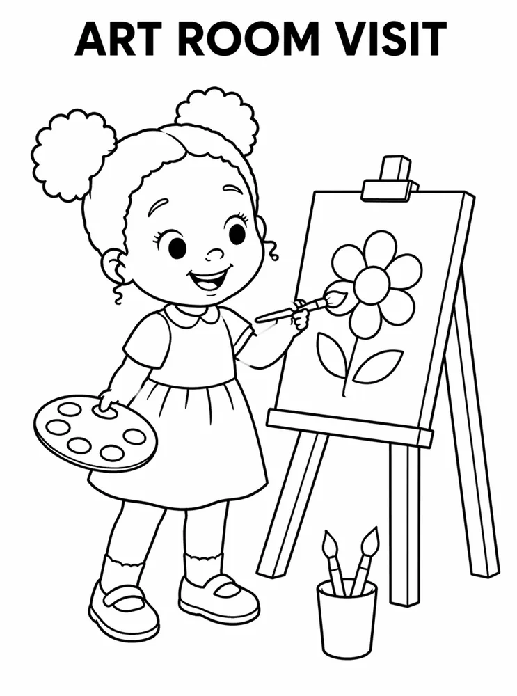 School Places and Campus Tour Art Room Visit printable coloring page