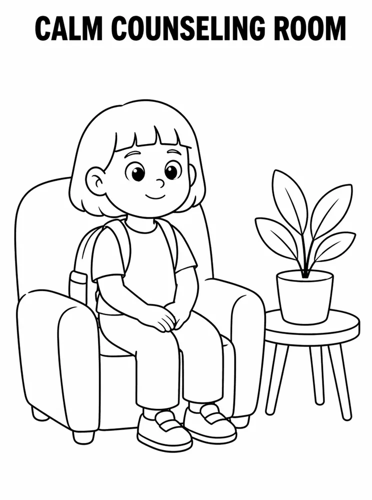 School Places and Campus Tour Calm Counseling Room printable coloring page