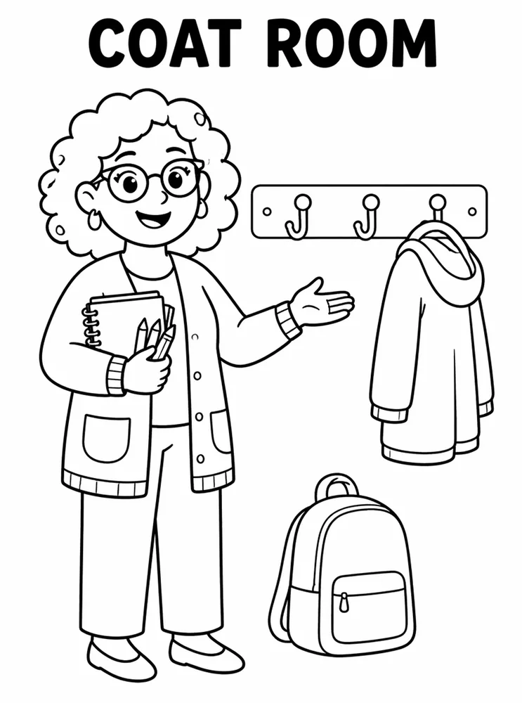 School Places and Campus Tour Coat Room printable coloring page