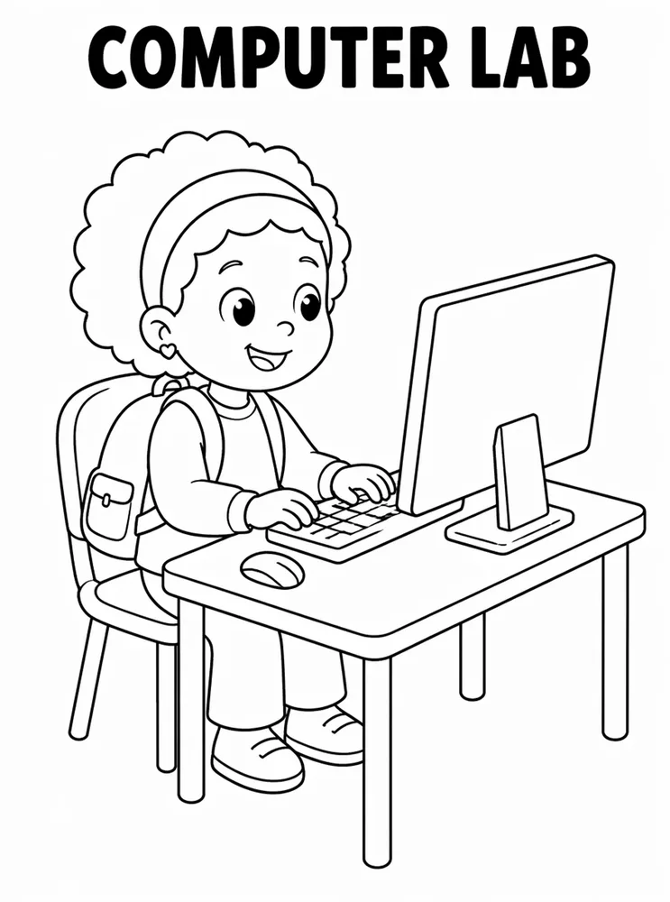 School Places and Campus Tour Computer Lab printable coloring page
