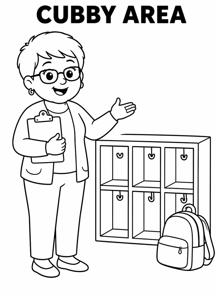 School Places and Campus Tour Cubby Area printable coloring page