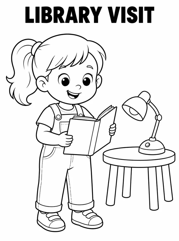 School Places and Campus Tour Library Visit printable coloring page