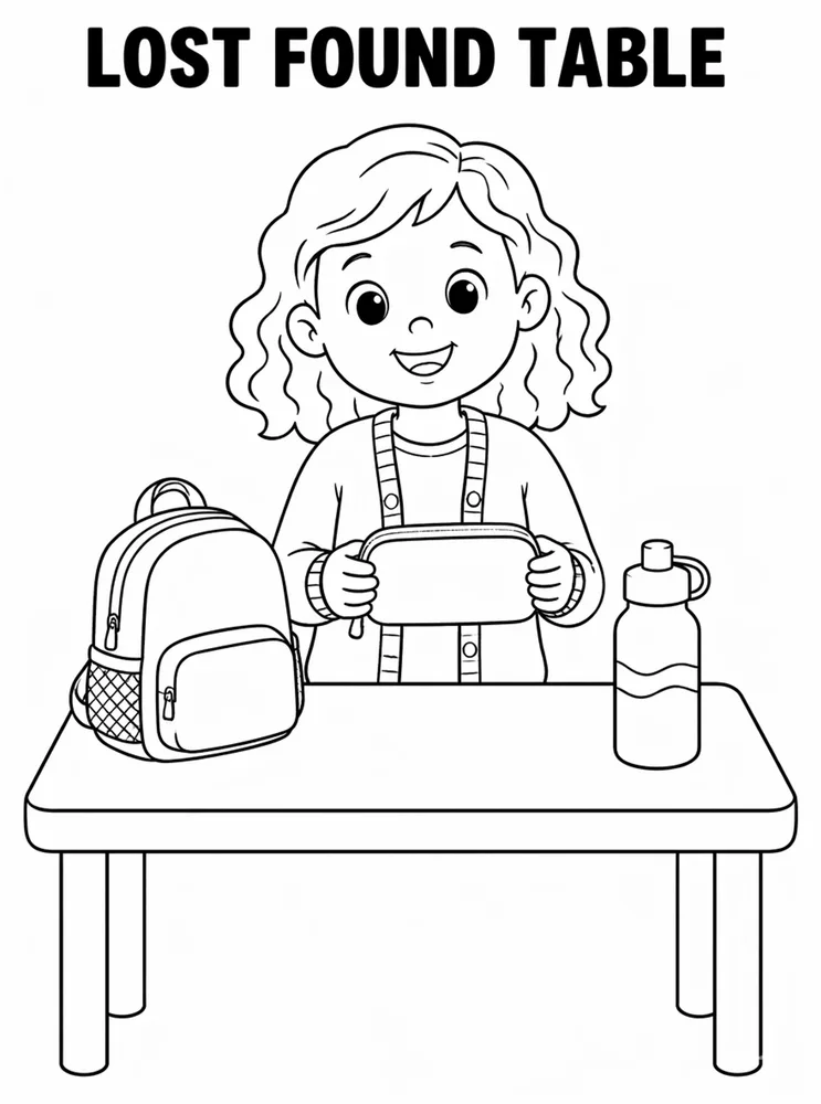 School Places and Campus Tour Lost And Found Table printable coloring page