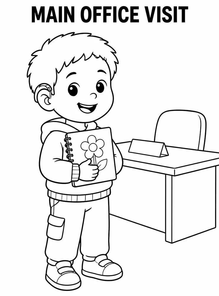 School Places and Campus Tour Main Office Visit printable coloring page
