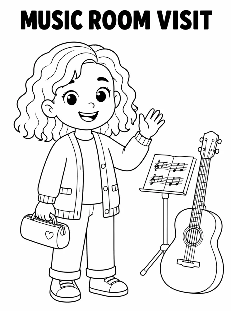 School Places and Campus Tour Music Room Visit printable coloring page