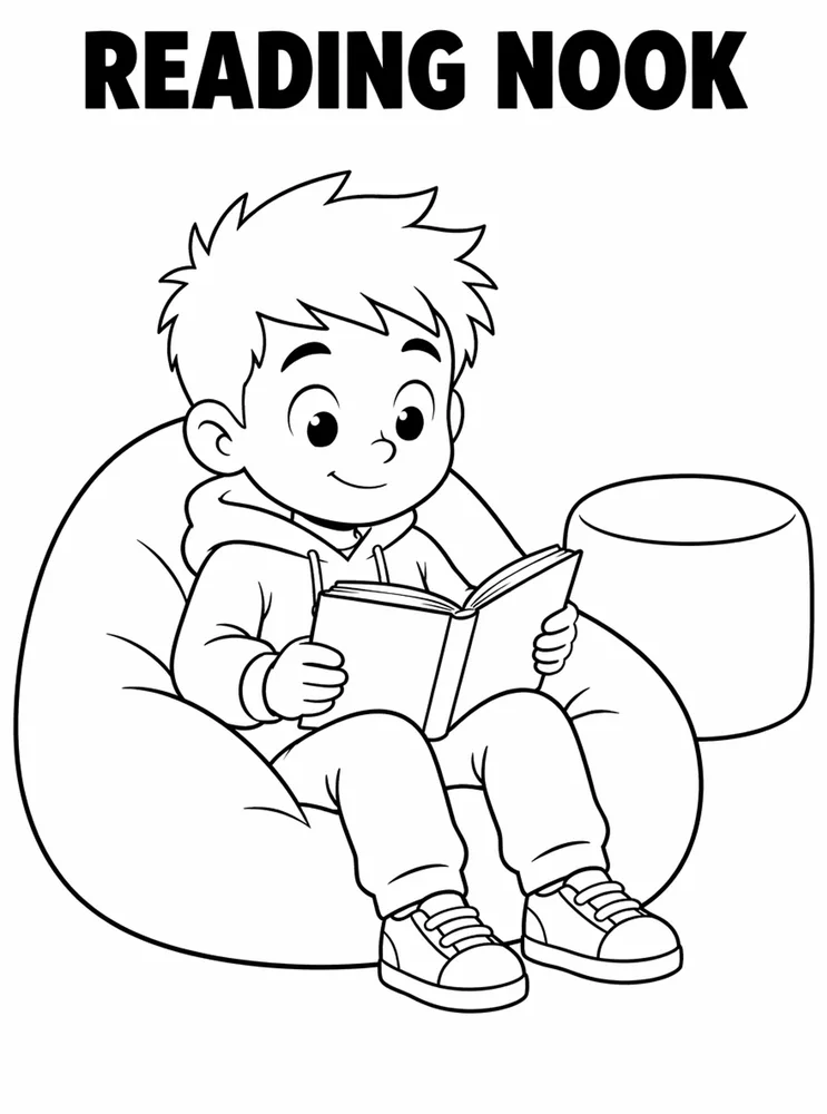 School Places and Campus Tour Reading Nook printable coloring page