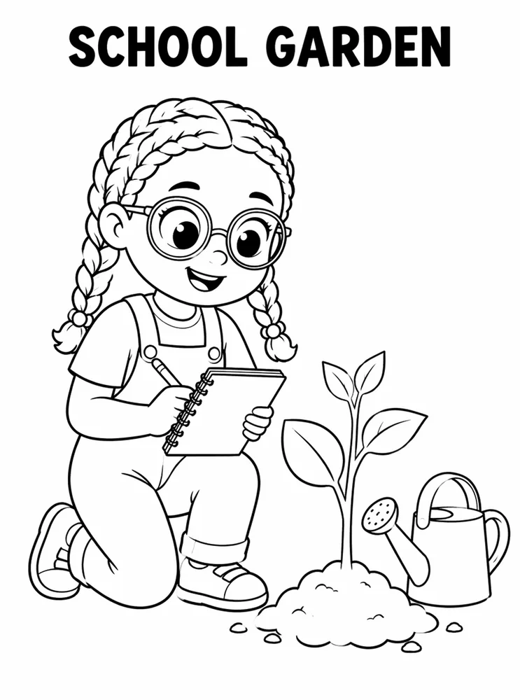 School Places and Campus Tour School Garden printable coloring page