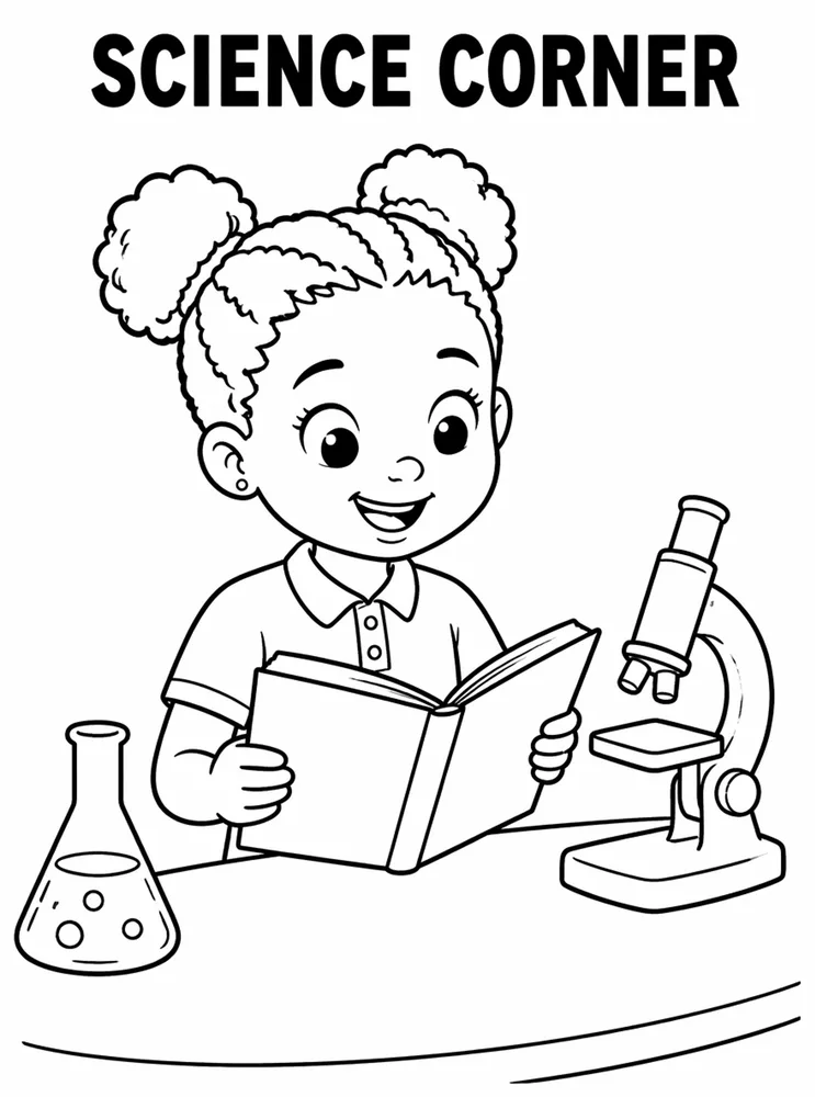 School Places and Campus Tour Science Corner printable coloring page
