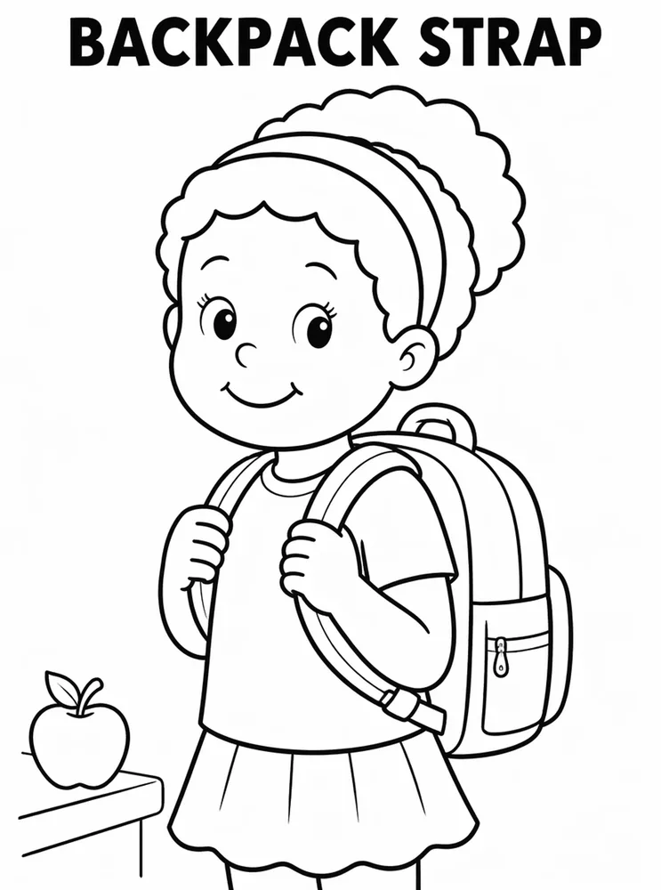 School Safety and Health Routines Backpack Strap printable coloring page