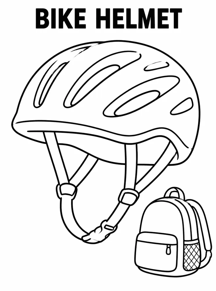 School Safety and Health Routines Bike Helmet printable coloring page
