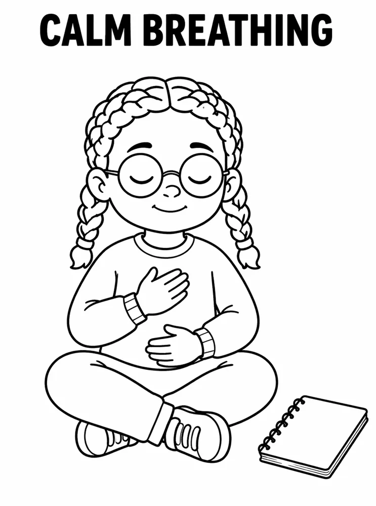 School Safety and Health Routines Calm Breathing printable coloring page
