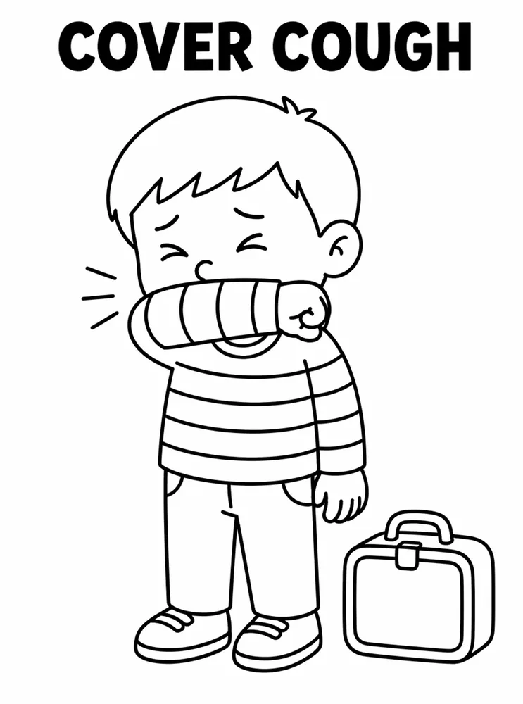 School Safety and Health Routines Cover Cough printable coloring page