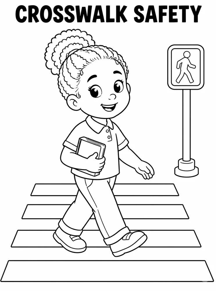 School Safety and Health Routines Crosswalk Safety printable coloring page