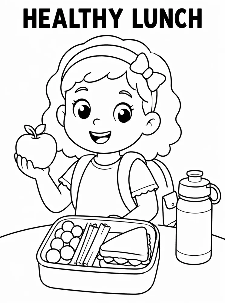 School Safety and Health Routines Healthy Lunch printable coloring page