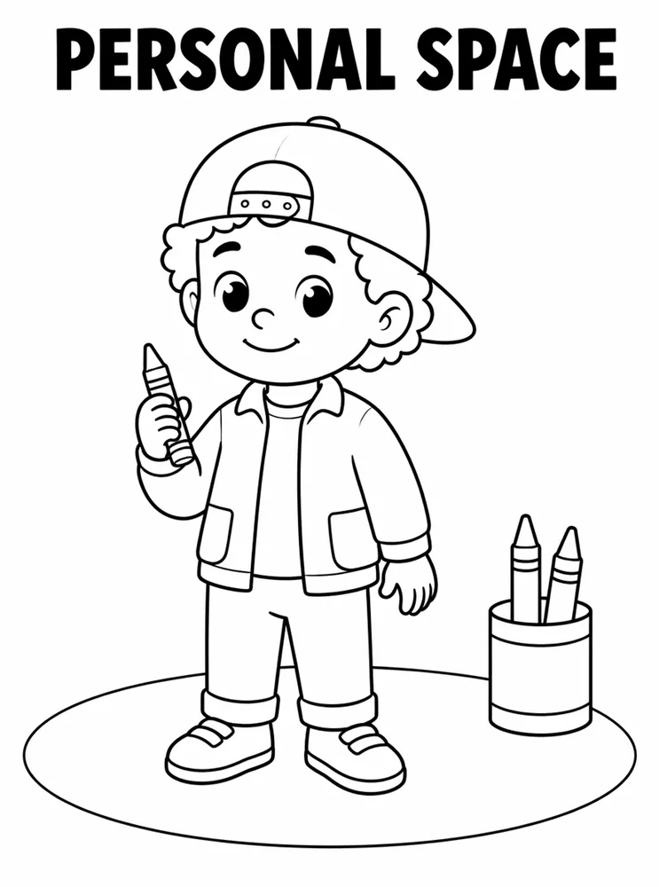 School Safety and Health Routines Personal Space printable coloring page