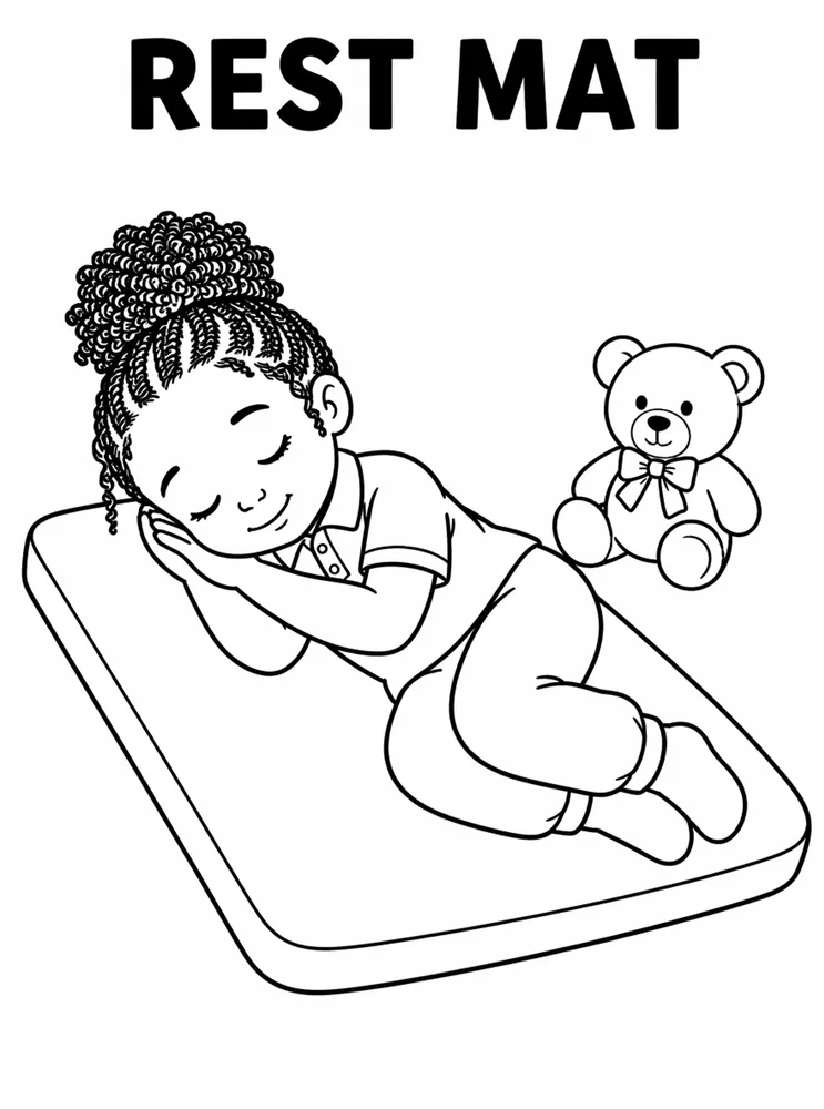 School Safety and Health Routines Rest Mat printable coloring page