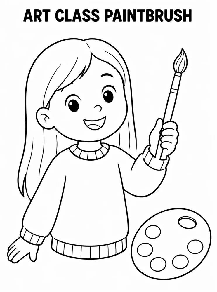 School Specials Days Coloring Pages preview: School Specials Days Art Class Paintbrush printable coloring page