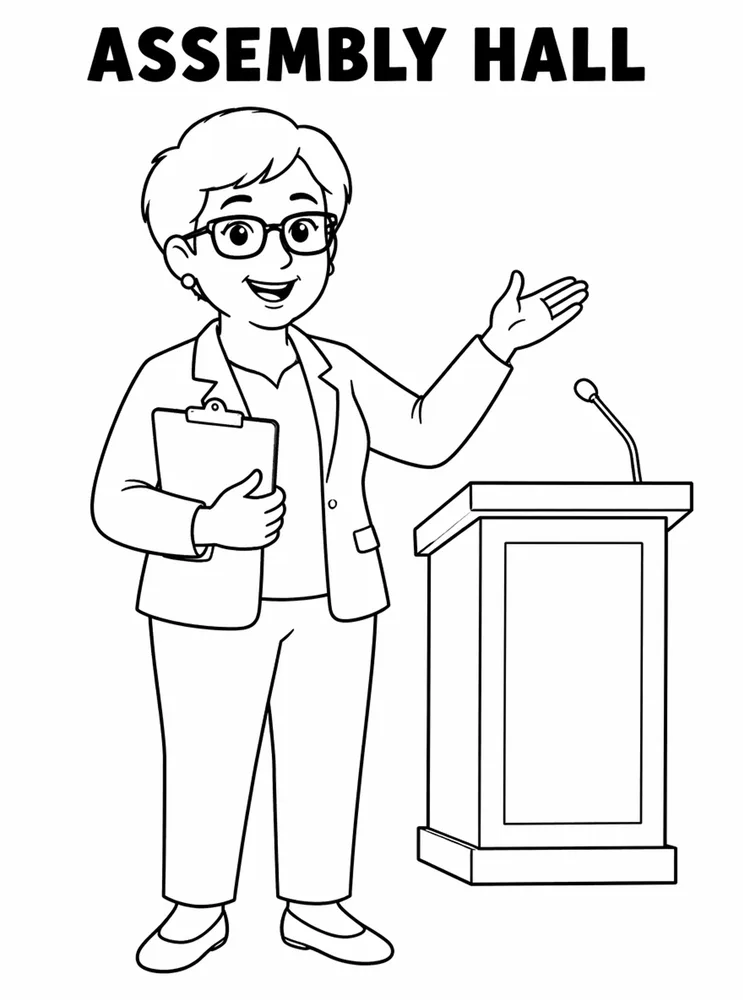 School Specials Days Assembly Hall printable coloring page