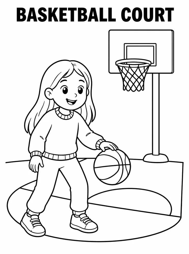 School Specials Days Basketball Court printable coloring page