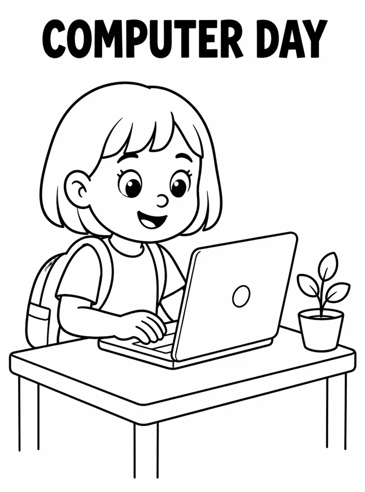 School Specials Days Computer Day printable coloring page
