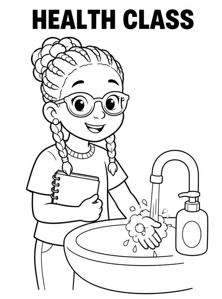 School Specials Days Health Class Handwashing printable coloring page