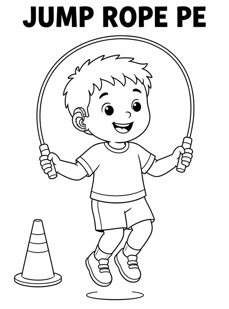 School Specials Days Jump Rope PE printable coloring page