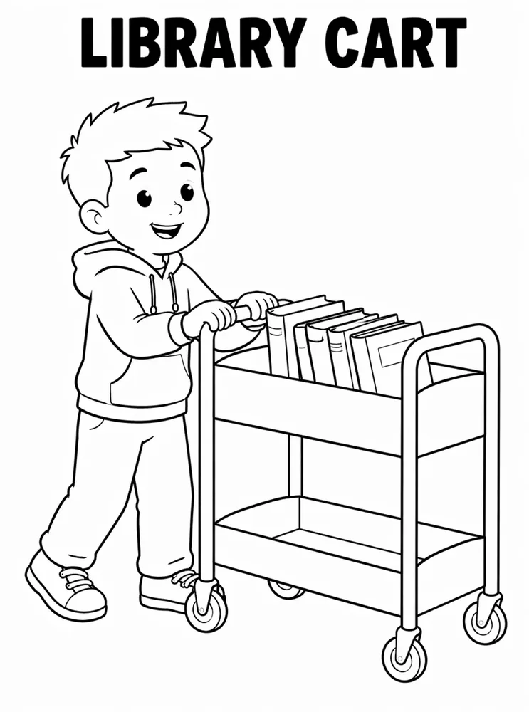 School Specials Days Library Cart printable coloring page