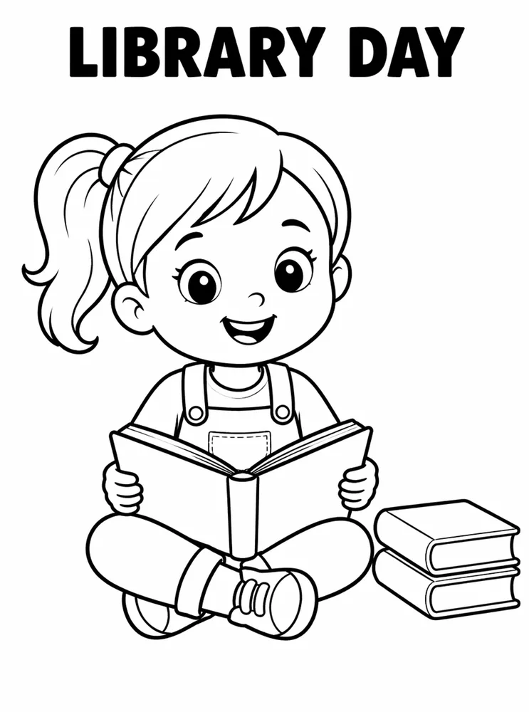 School Specials Days Library Day printable coloring page