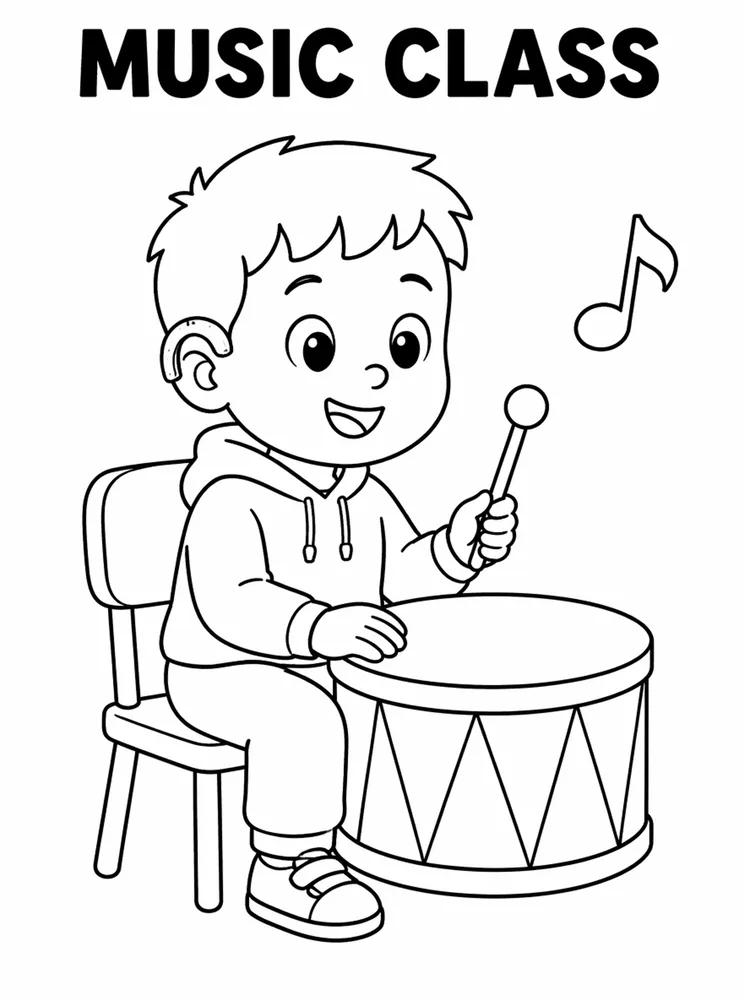 School Specials Days Music Class Instruments printable coloring page