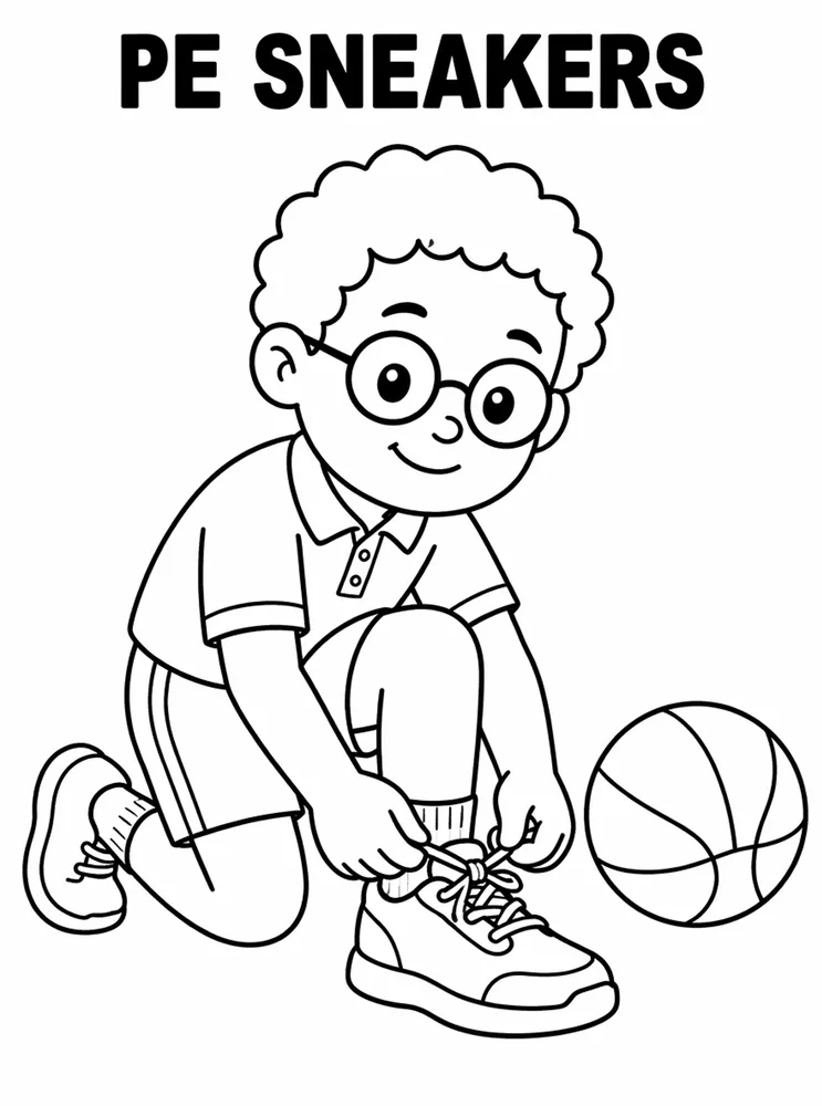 School Specials Days PE Sneakers printable coloring page