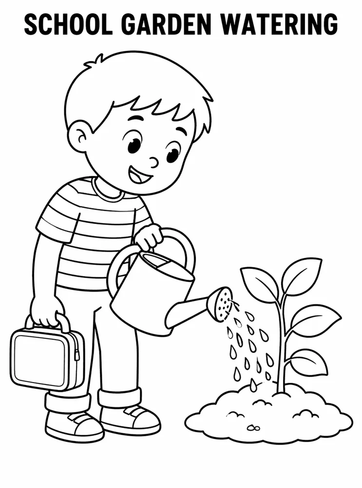 School Specials Days School Garden Watering printable coloring page