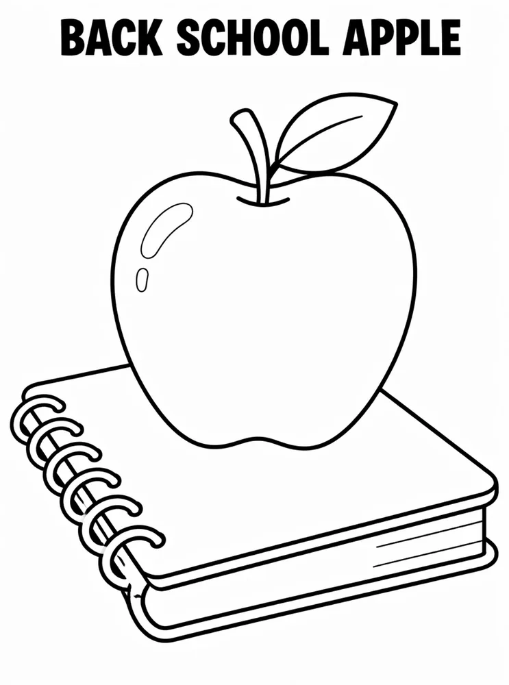 Back to School Supplies Back To School Apple And Books printable coloring page