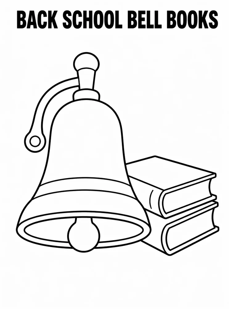 Back to School Supplies Back To School Bell And Books printable coloring page