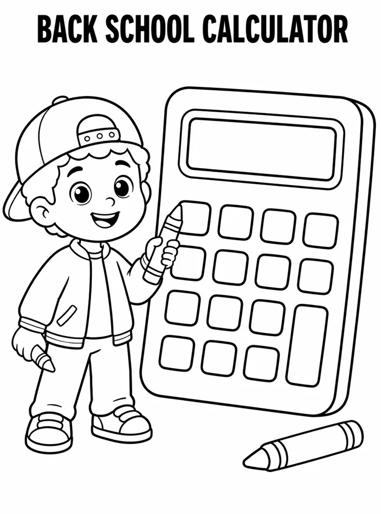 Back to School Supplies Back To School Calculator printable coloring page