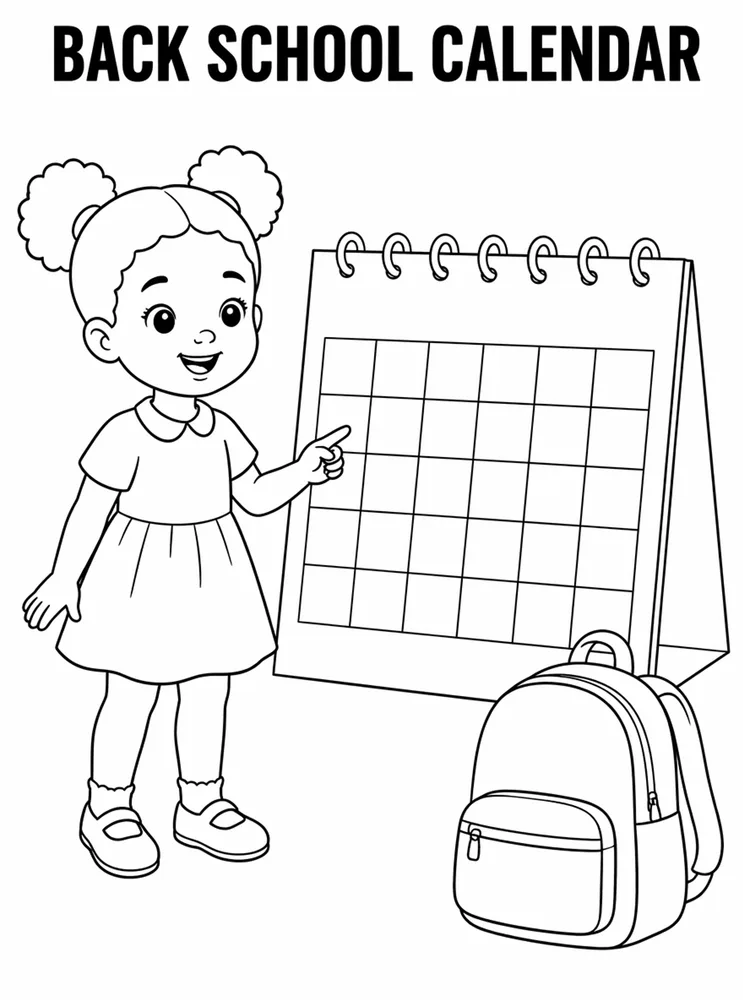 Back to School Supplies Back To School Calendar And Planner printable coloring page