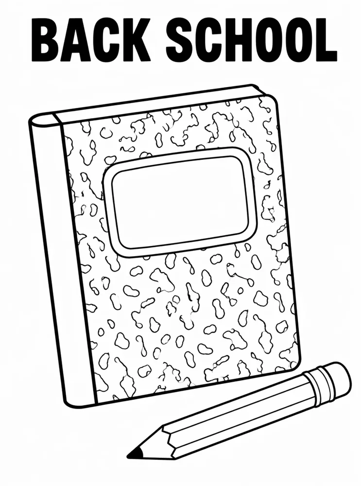Back to School Supplies Back To School Composition Book printable coloring page