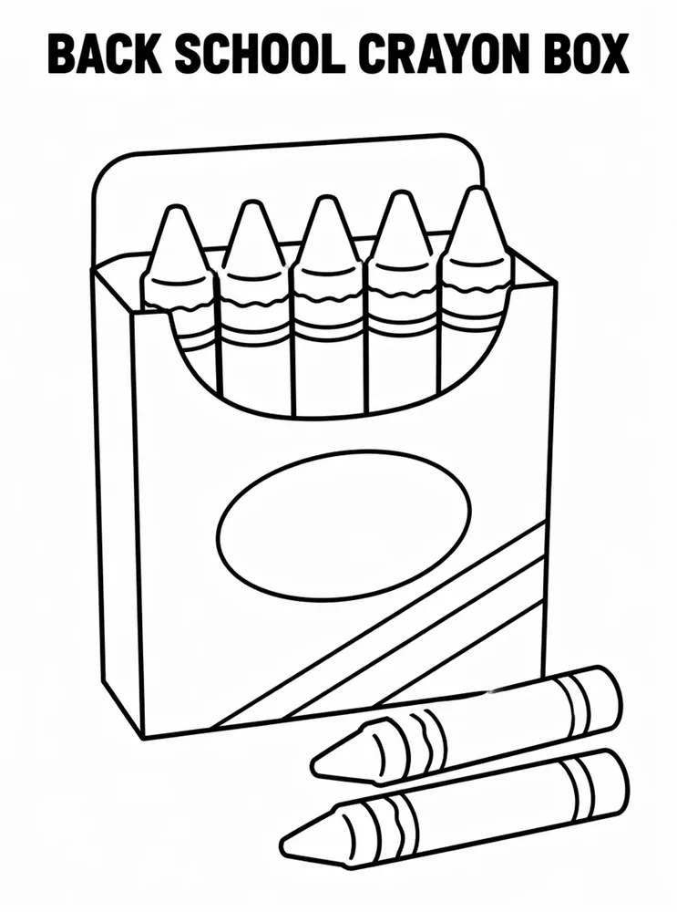 Back to School Supplies Back To School Crayon Box printable coloring page