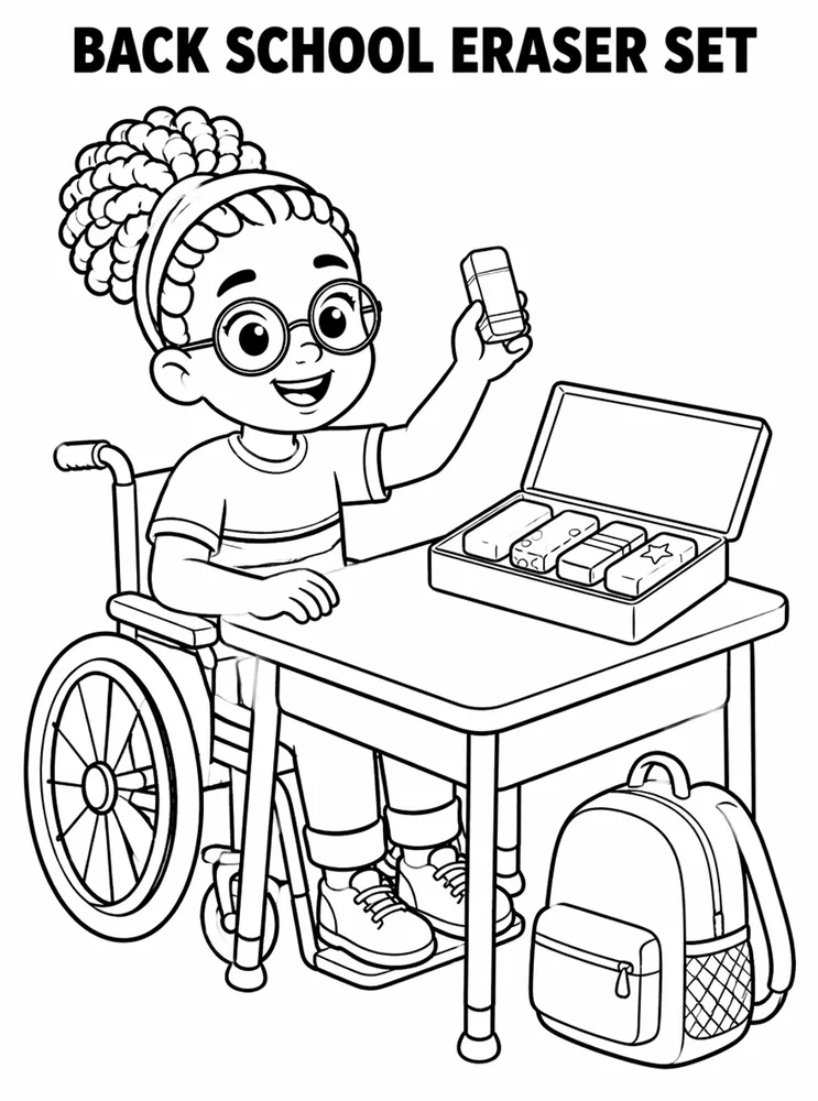 Back to School Supplies Back To School Eraser Set printable coloring page