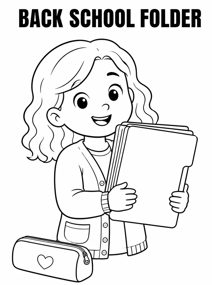 Back to School Supplies Back To School Folder Stack printable coloring page