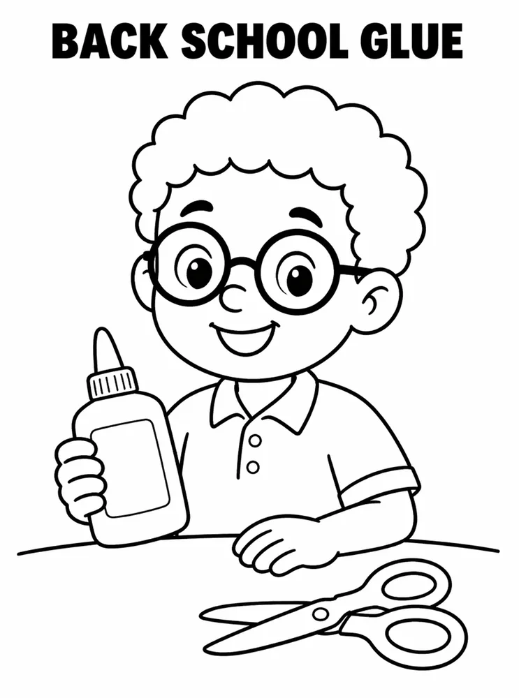 Back to School Supplies Back To School Glue And Scissors printable coloring page