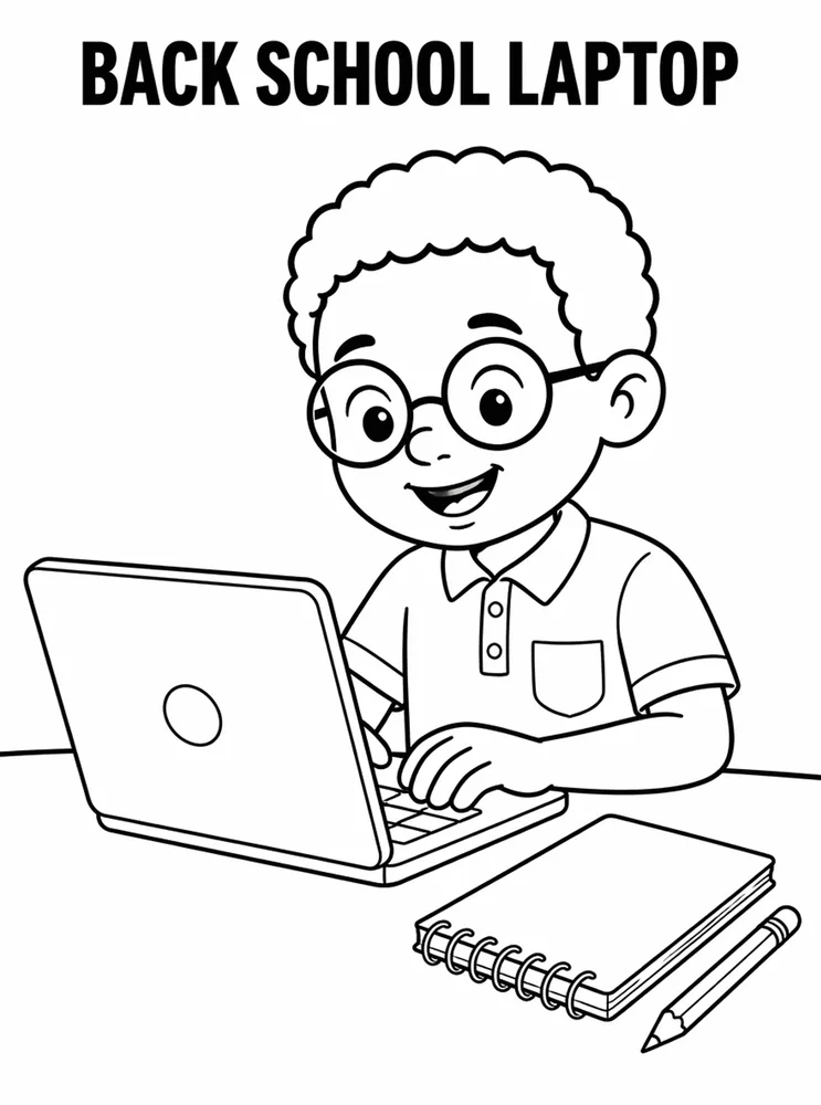 Back to School Supplies Back To School Laptop And Notebook printable coloring page