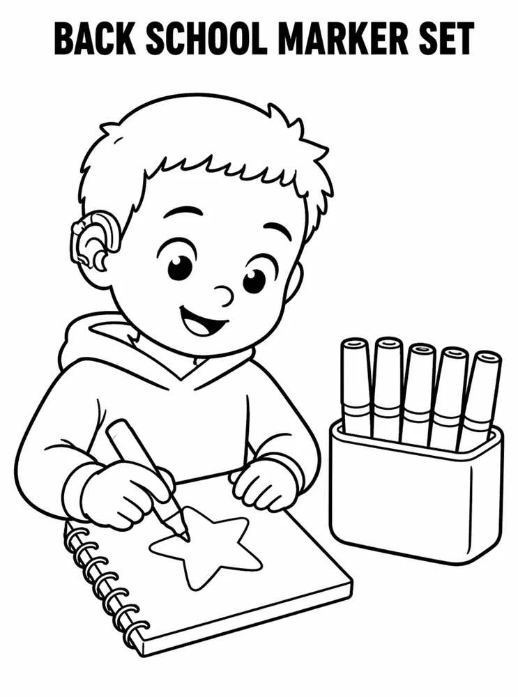 Back to School Supplies Back To School Marker Set printable coloring page