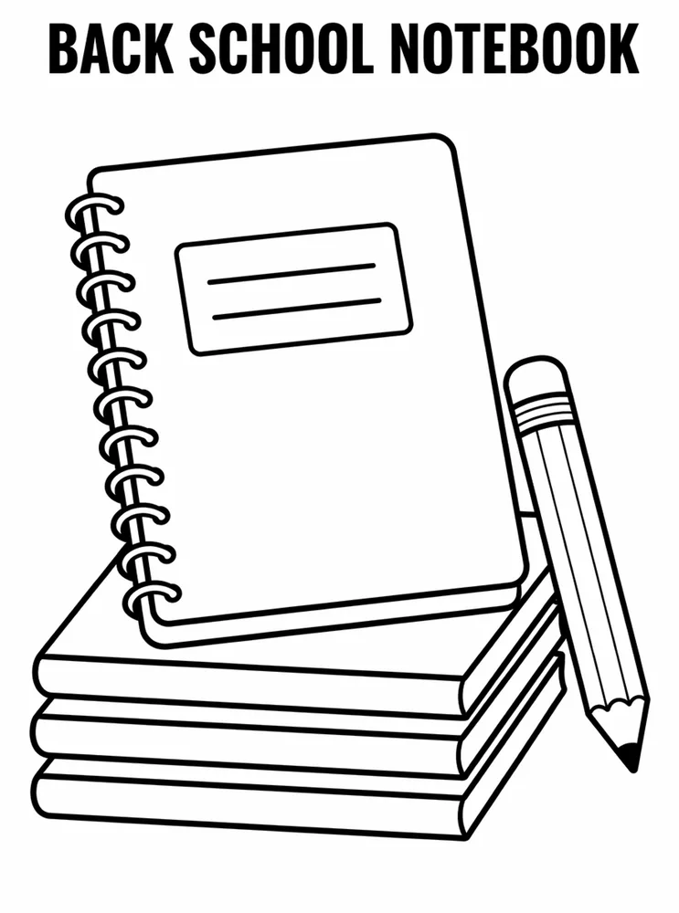 Back to School Supplies Back To School Notebook Stack printable coloring page