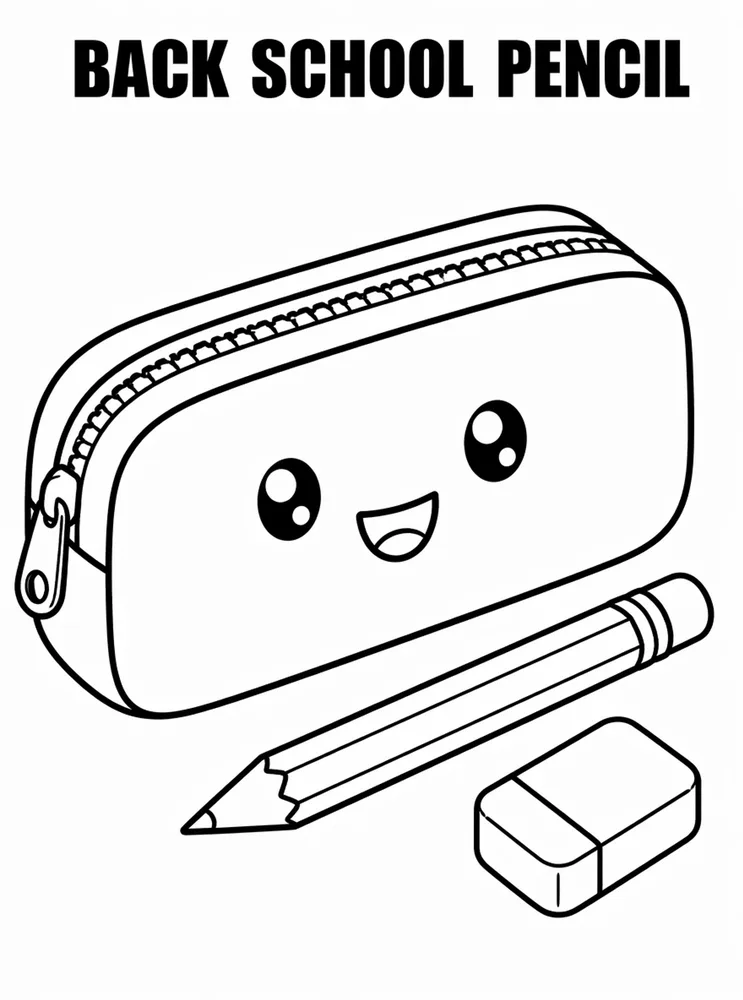 Back to School Supplies Back To School Pencil Case printable coloring page