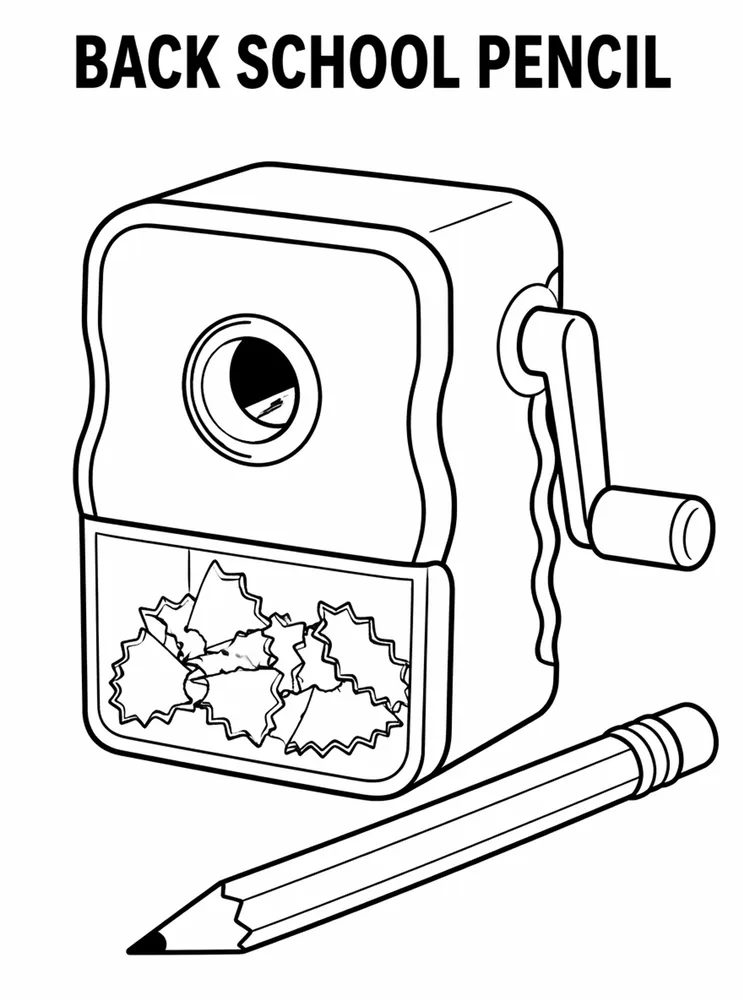 Back to School Supplies Back To School Pencil Sharpener printable coloring page