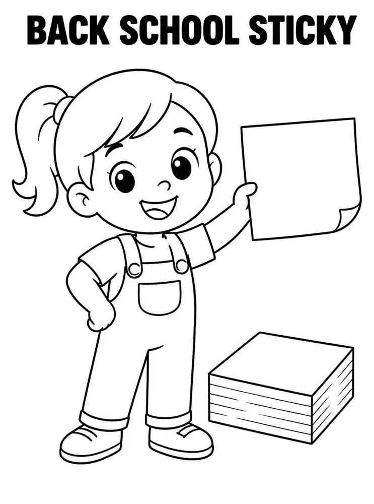 Back to School Supplies Back To School Sticky Notes printable coloring page