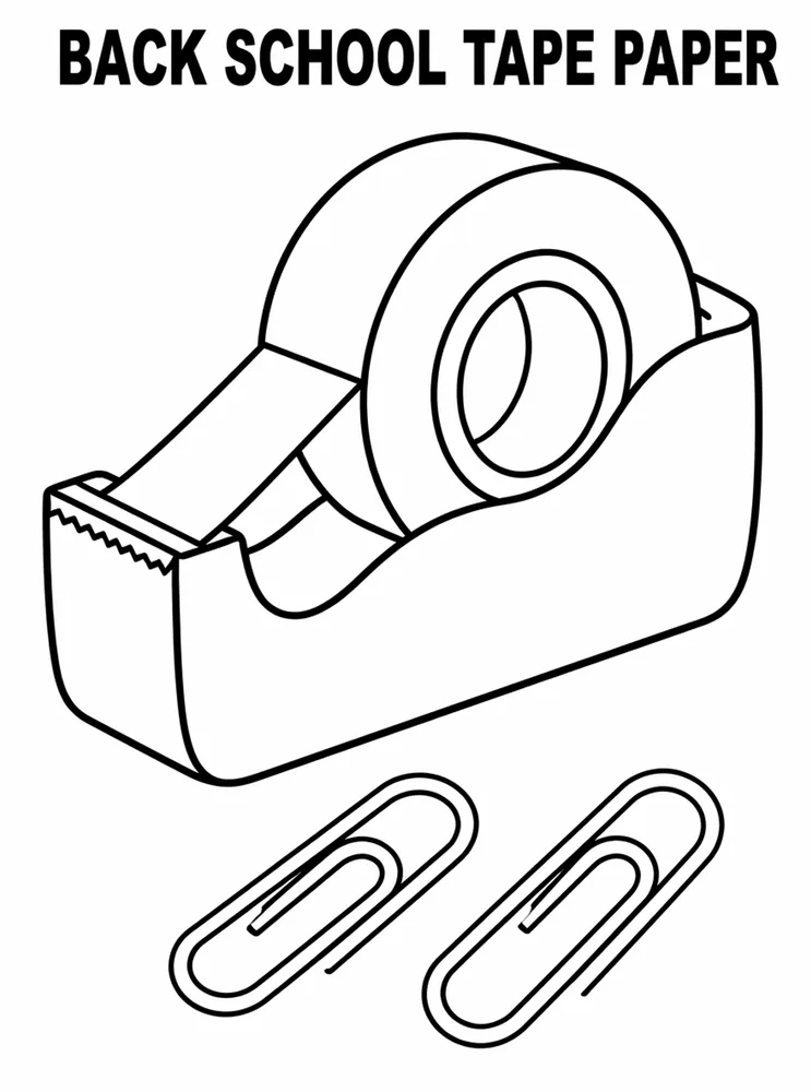 Back to School Supplies Back To School Tape And Paper Clips printable coloring page