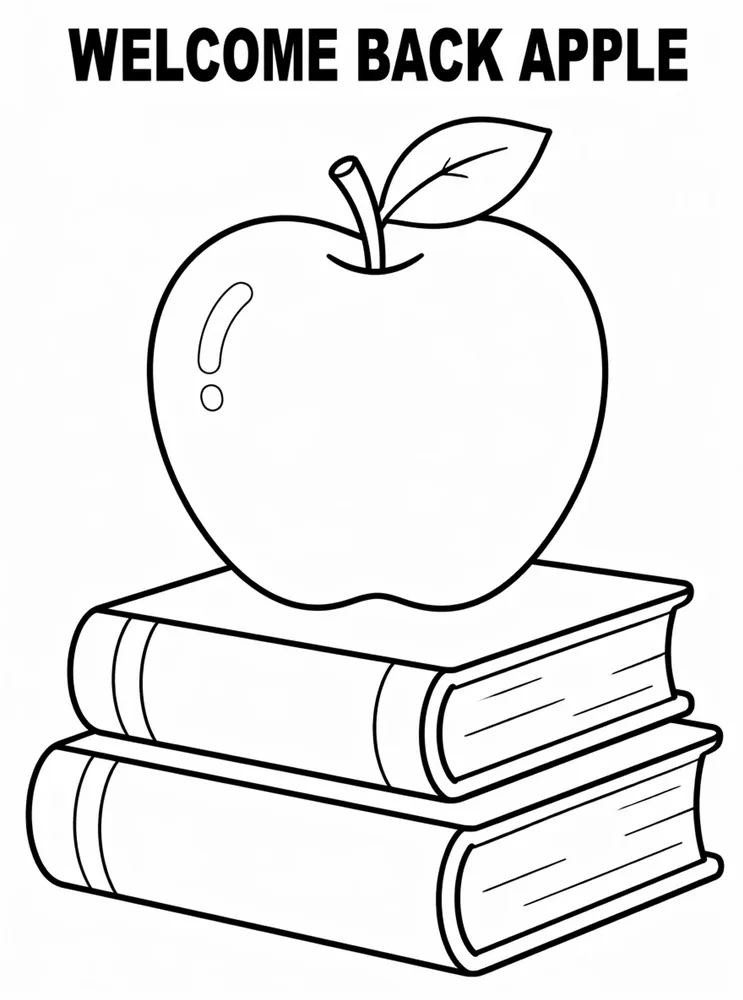 Welcome Back to School Welcome Back Apple And Books printable coloring page