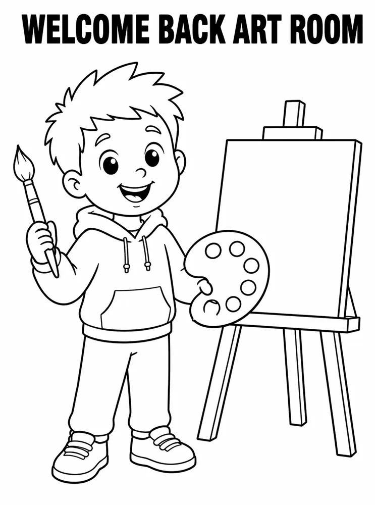 Welcome Back to School Welcome Back Art Room Poster printable coloring page