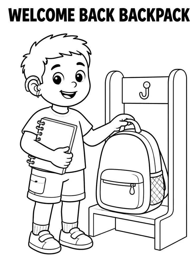 Welcome Back to School Welcome Back Backpack Cubbies printable coloring page